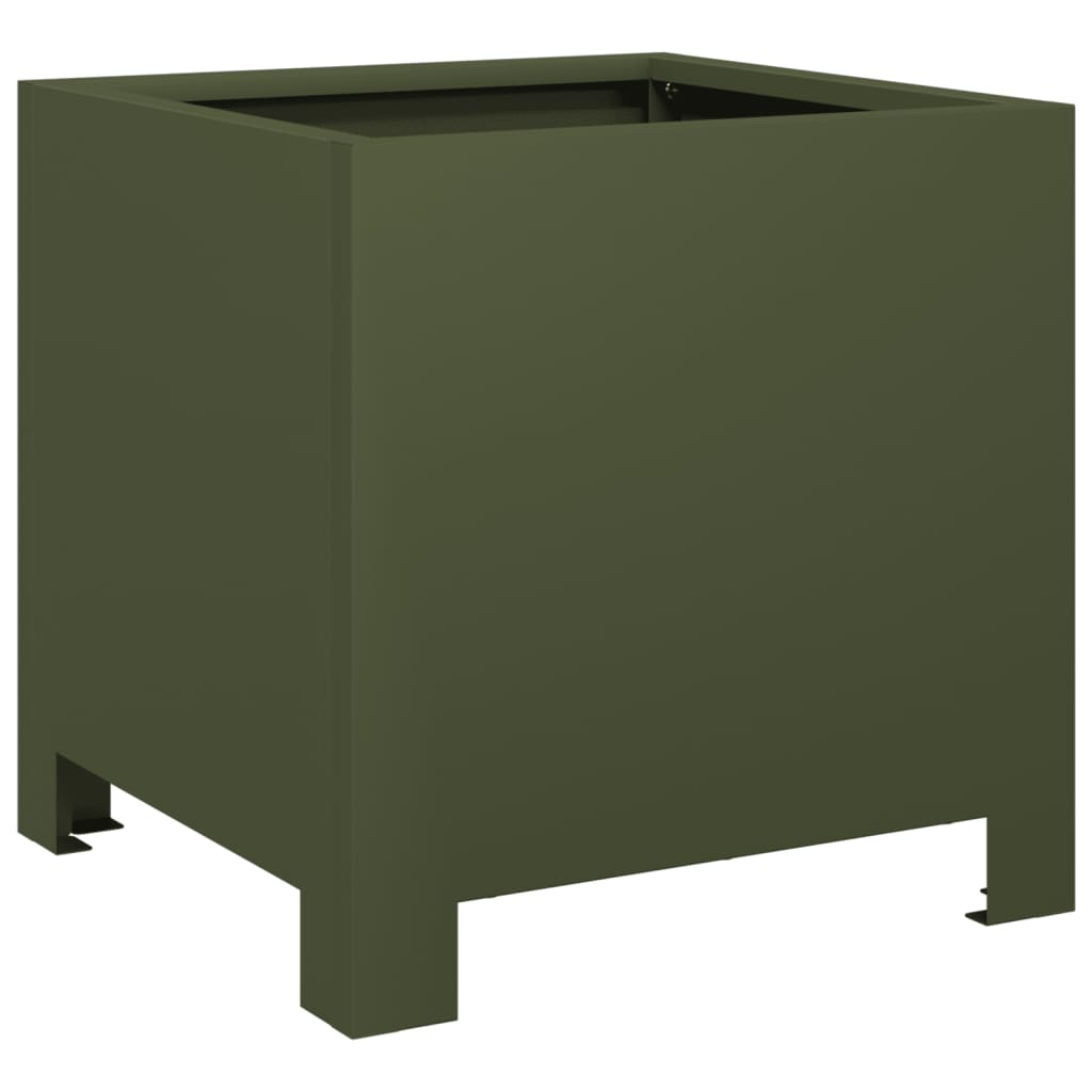 vidaXL Pflanzkübel 2 Stk. Olivgrün 30x30x30 Stahl