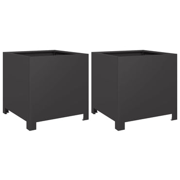 vidaXL Pflanzkübel 2 Stk. Schwarz 40x40x40 cm Stahl