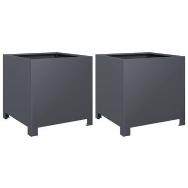 vidaXL Pflanzkübel 2 Stk. Anthrazit 40x40x40 Stahl