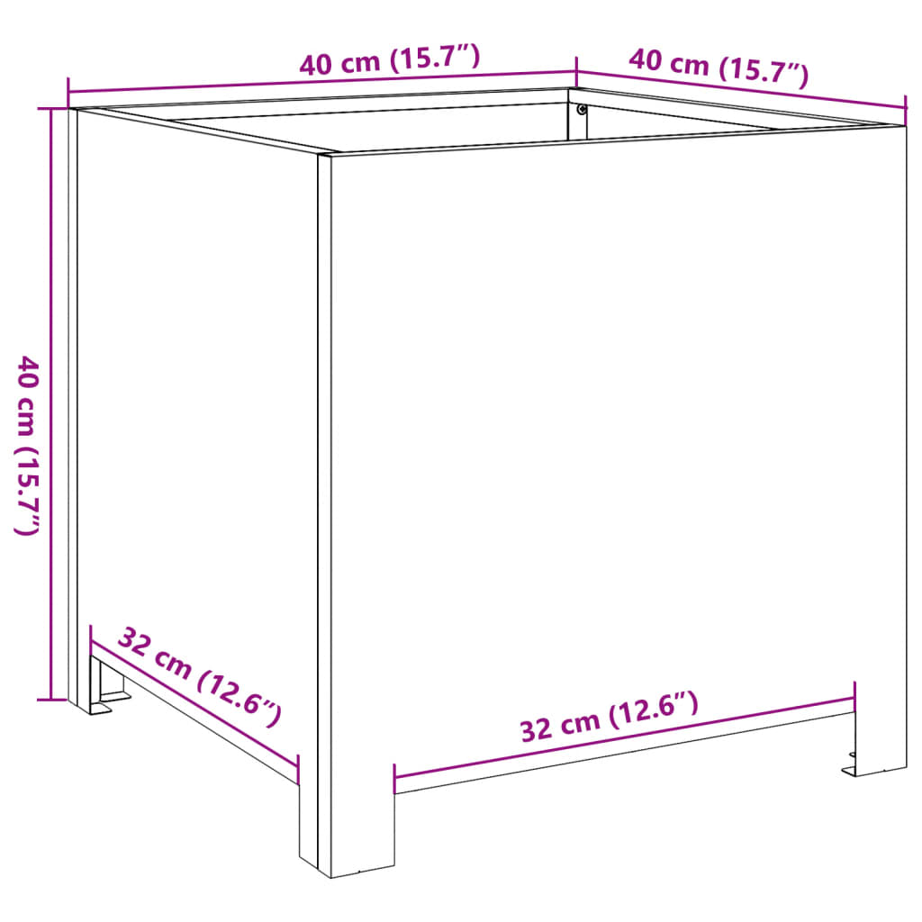 vidaXL Jardinières 2 pcs Anthracite 40x40x40 Acier