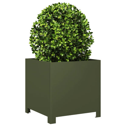 vidaXL Pflanzkübel 2 Stk. Olivgrün 40x40x40 Stahl