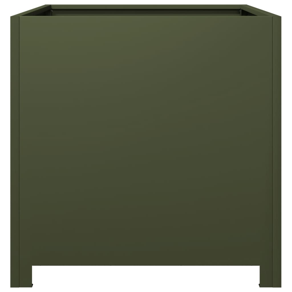 vidaXL Pflanzkübel Olivgrün 50x50x50 Stahl