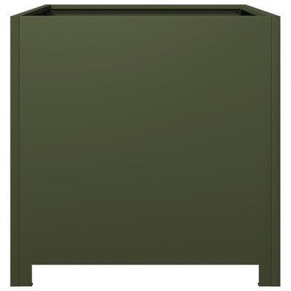 vidaXL Pflanzkübel Olivgrün 50x50x50 Stahl
