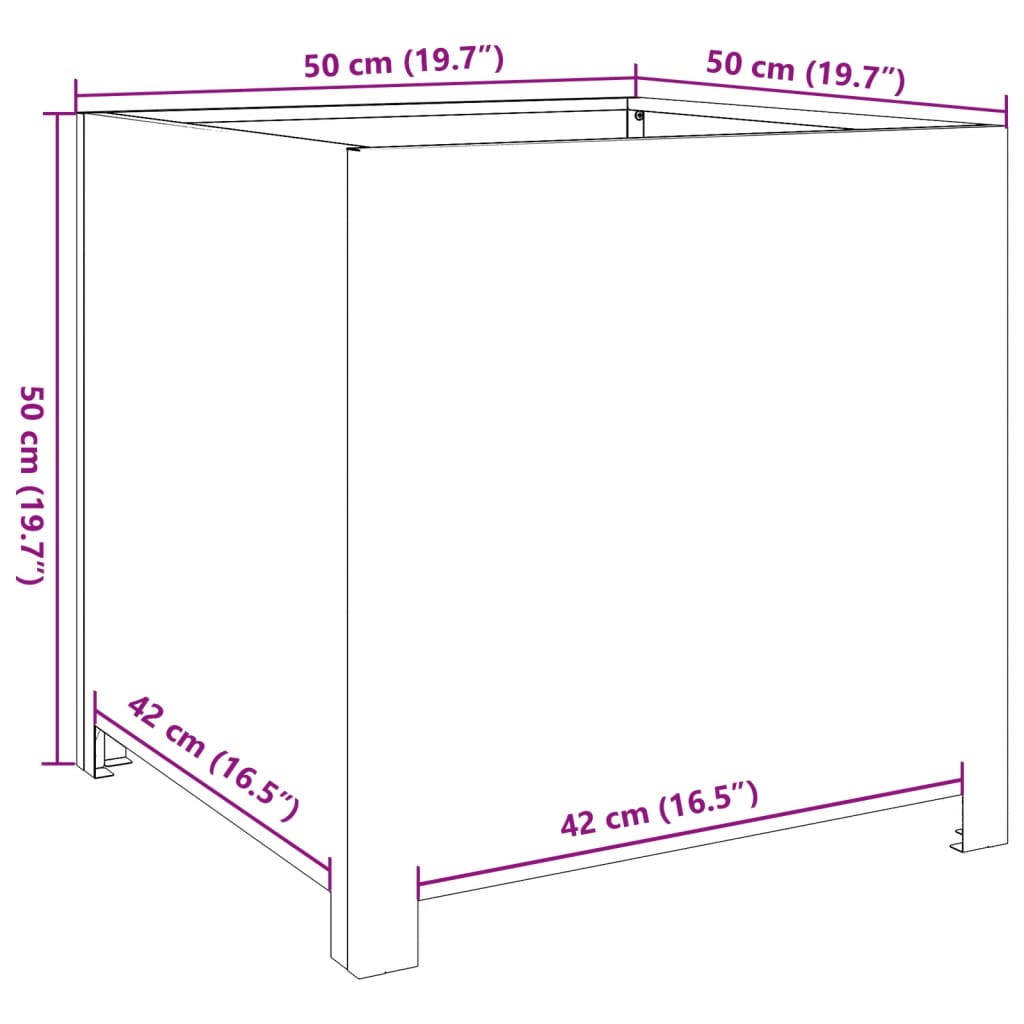 vidaXL Pflanzkübel Olivgrün 50x50x50 Stahl