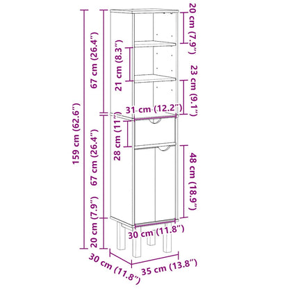 vidaXL Armoire de salle de bain OTTA 35x30x159 cm en pin massif