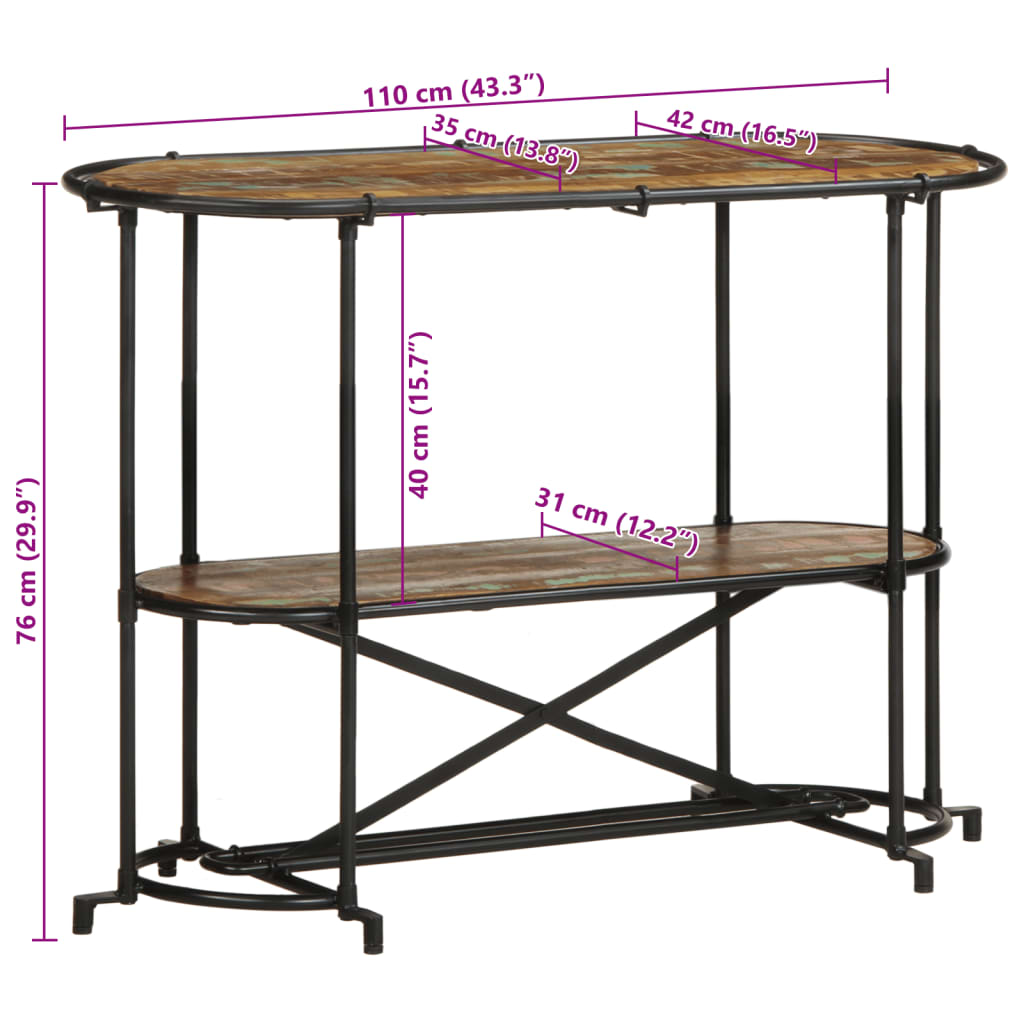 vidaXL Console 110x42x76 cm en bois de récupération massif