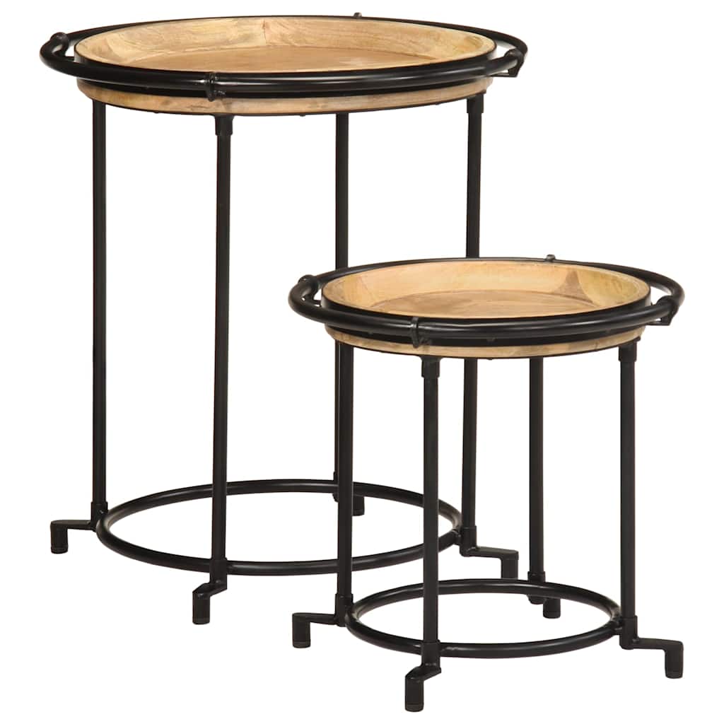 vidaXL Tables gigognes 2 pcs Bois de manguier massif