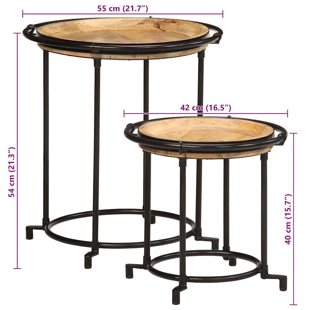 vidaXL Tables gigognes 2 pcs Bois de manguier massif