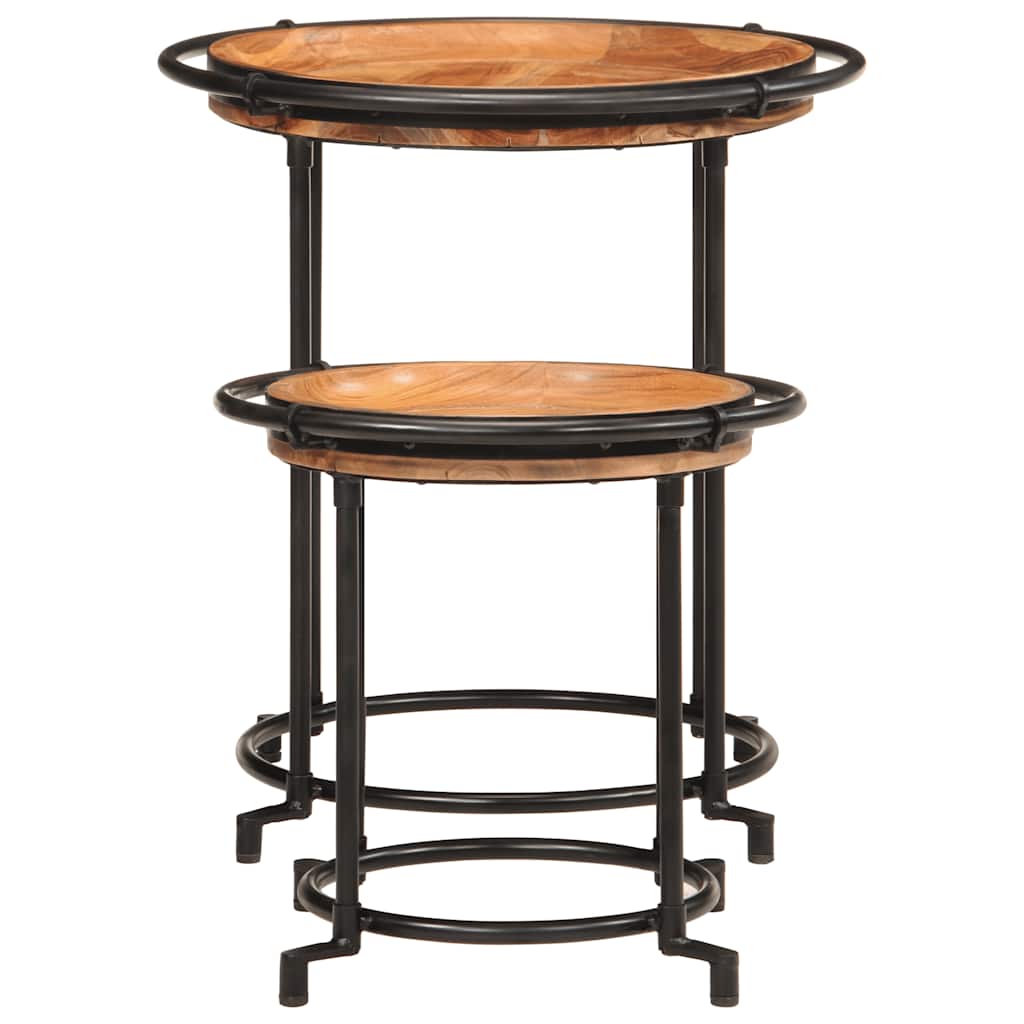 vidaXL Lot de 2 tables d'appoint en bois d'acacia massif
