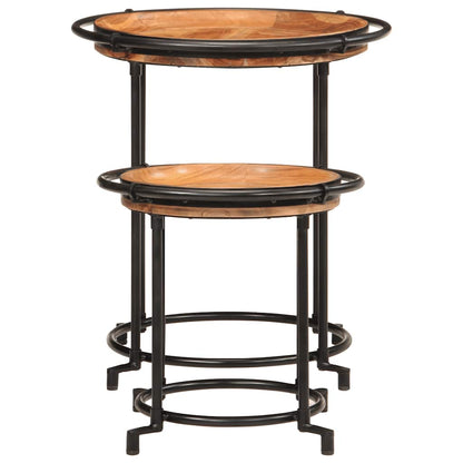vidaXL Lot de 2 tables d'appoint en bois d'acacia massif