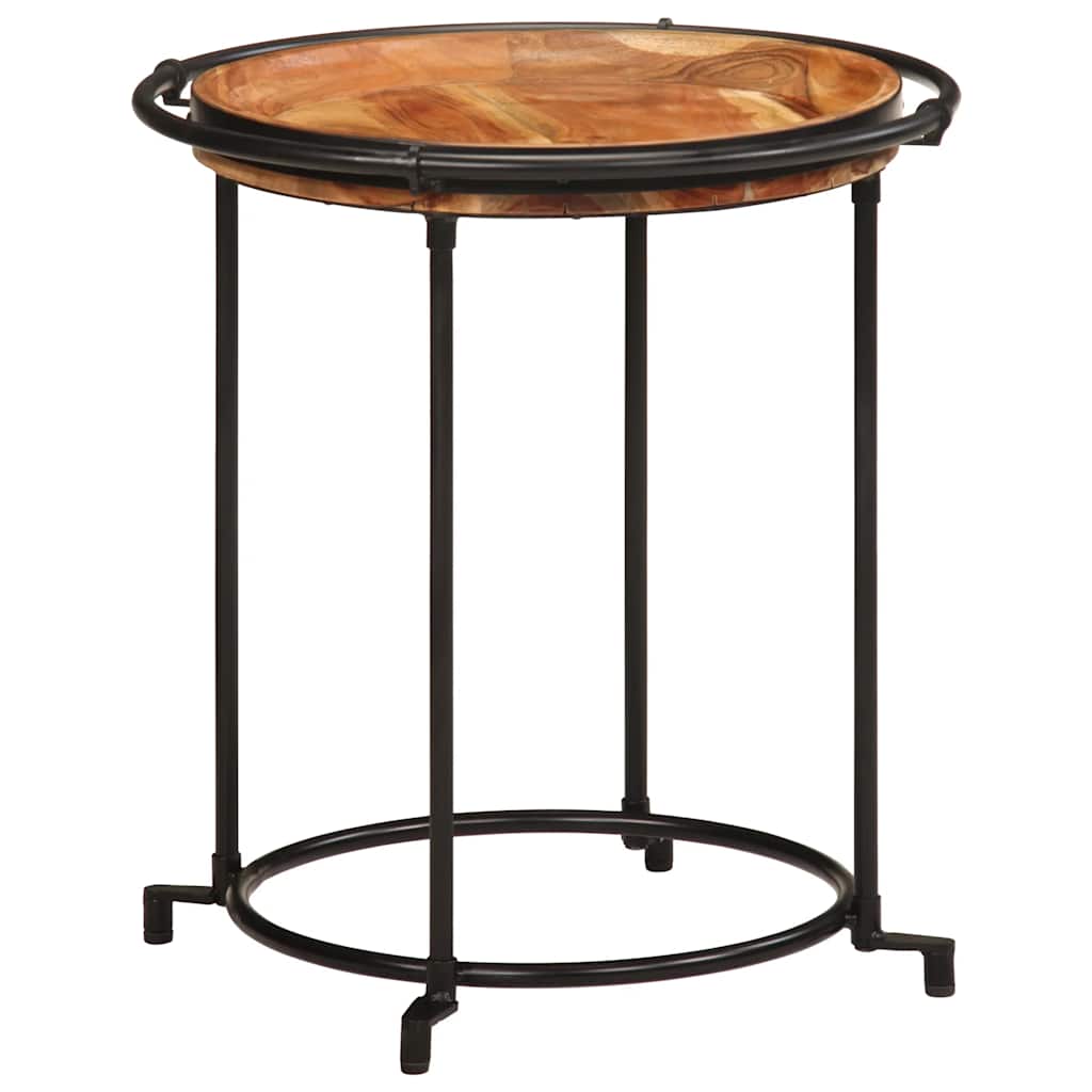 vidaXL Lot de 2 tables d'appoint en bois d'acacia massif