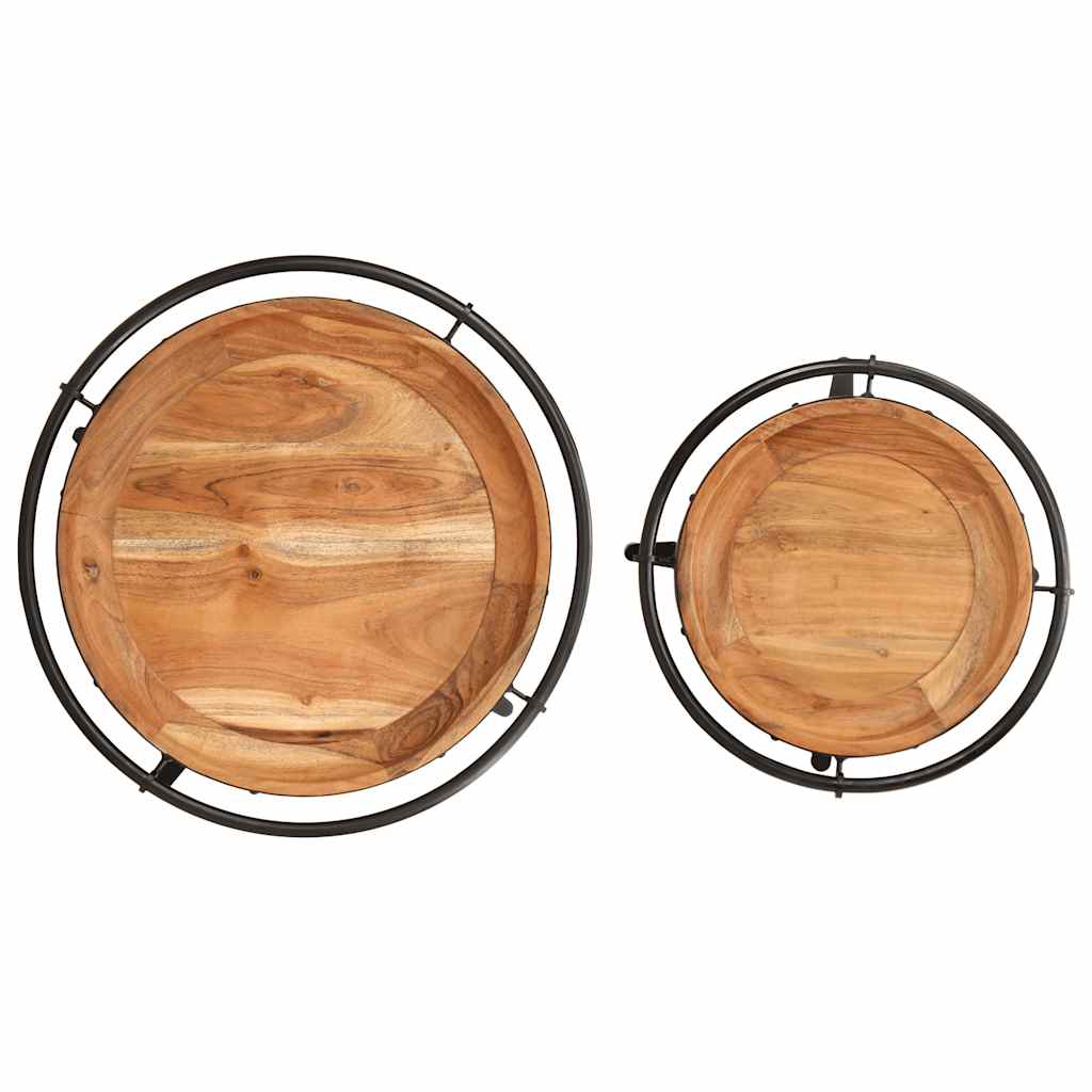 vidaXL Lot de 2 tables d'appoint en bois d'acacia massif
