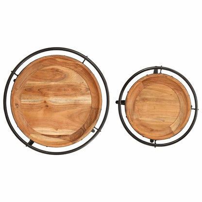 vidaXL Lot de 2 tables d'appoint en bois d'acacia massif
