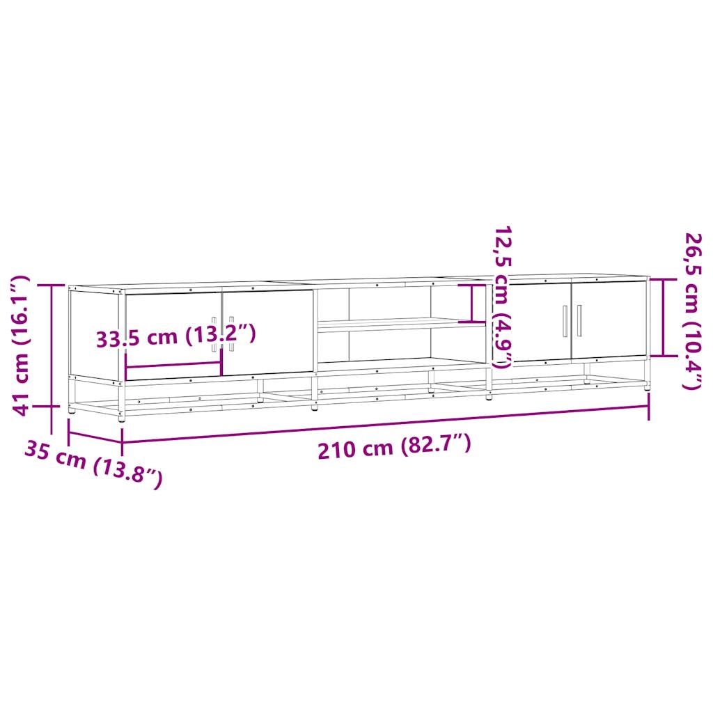 vidaXL TV-Schrank Räuchereiche 210x35x41 cm Holzwerkstoff
