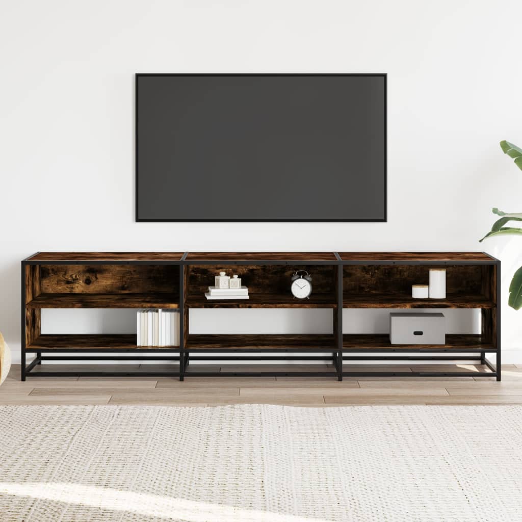 vidaXL Meuble TV chêne fumé 180x40x46 cm en bois d'ingénierie