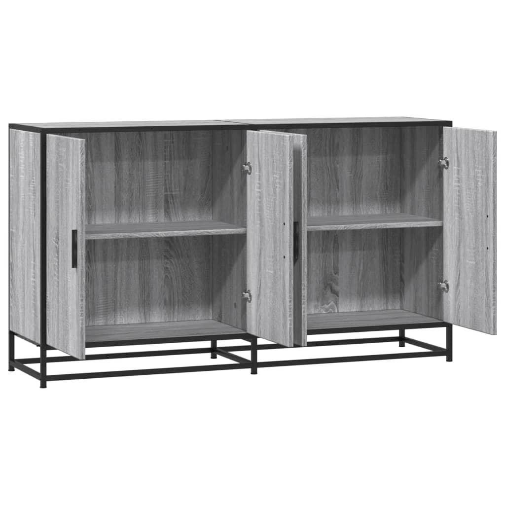 Sideboard Grau Sonoma 134x35x76 cm Holzwerkstoff