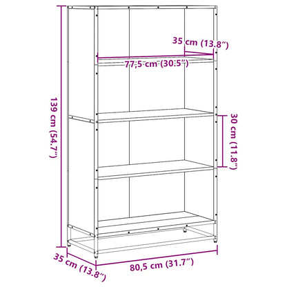 vidaXL Bibliothèque noire 80,5x35x139 cm en bois d'ingénierie