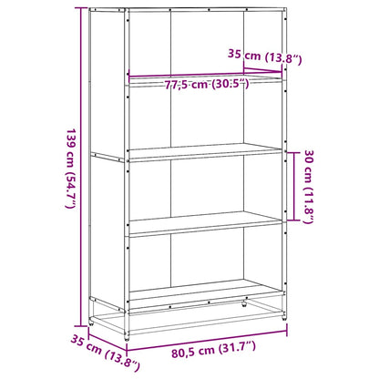 vidaXL Bücherregal Sonoma-Eiche 80,5x35x139 cm Holzwerkstoff