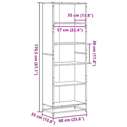 vidaXL Bücherregal Grau Sonoma 60x35x170,5 cm Holzwerkstoff