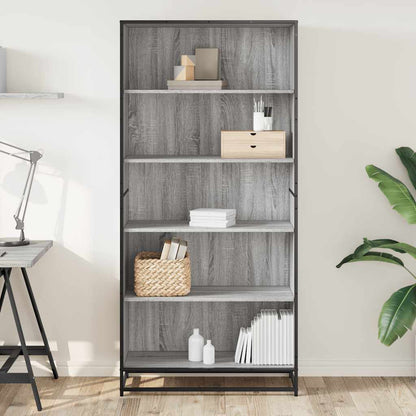 vidaXL Bücherregal Grau Sonoma 80,5x35x170,5 cm Holzwerkstoff