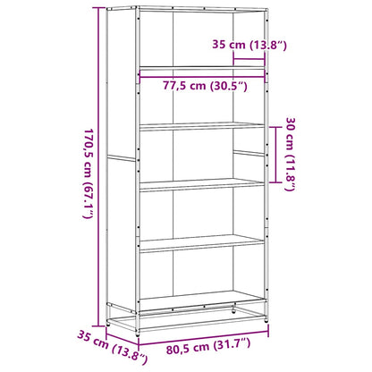 vidaXL Bücherregal Grau Sonoma 80,5x35x170,5 cm Holzwerkstoff