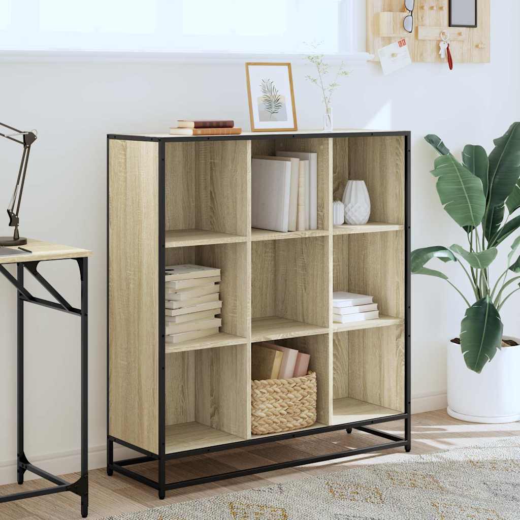 vidaXL Bibliothèque chêne sonoma 97,5x33x107,5 cm bois d'ingénierie et métal