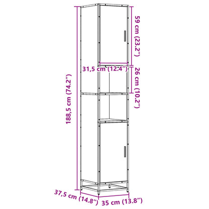 vidaXL Badschrank Eichen-Optik 35x37,5x188,5 cm Holzwerkstoff Metall