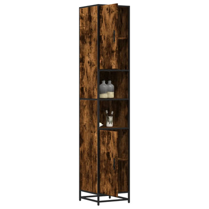 vidaXL Badschrank Räuchereiche 35x37,5x188,5 cm Holzwerkstoff Metall