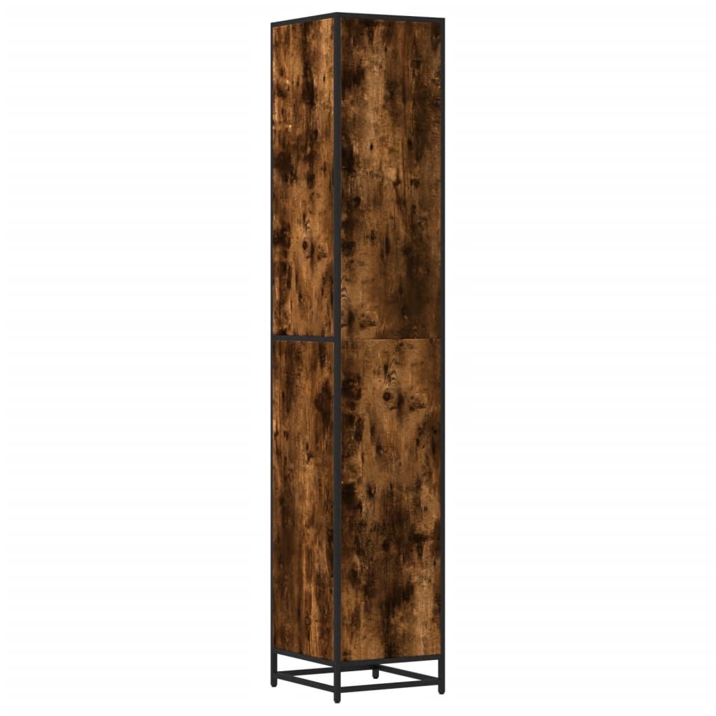 vidaXL Badschrank Räuchereiche 35x37,5x188,5 cm Holzwerkstoff Metall