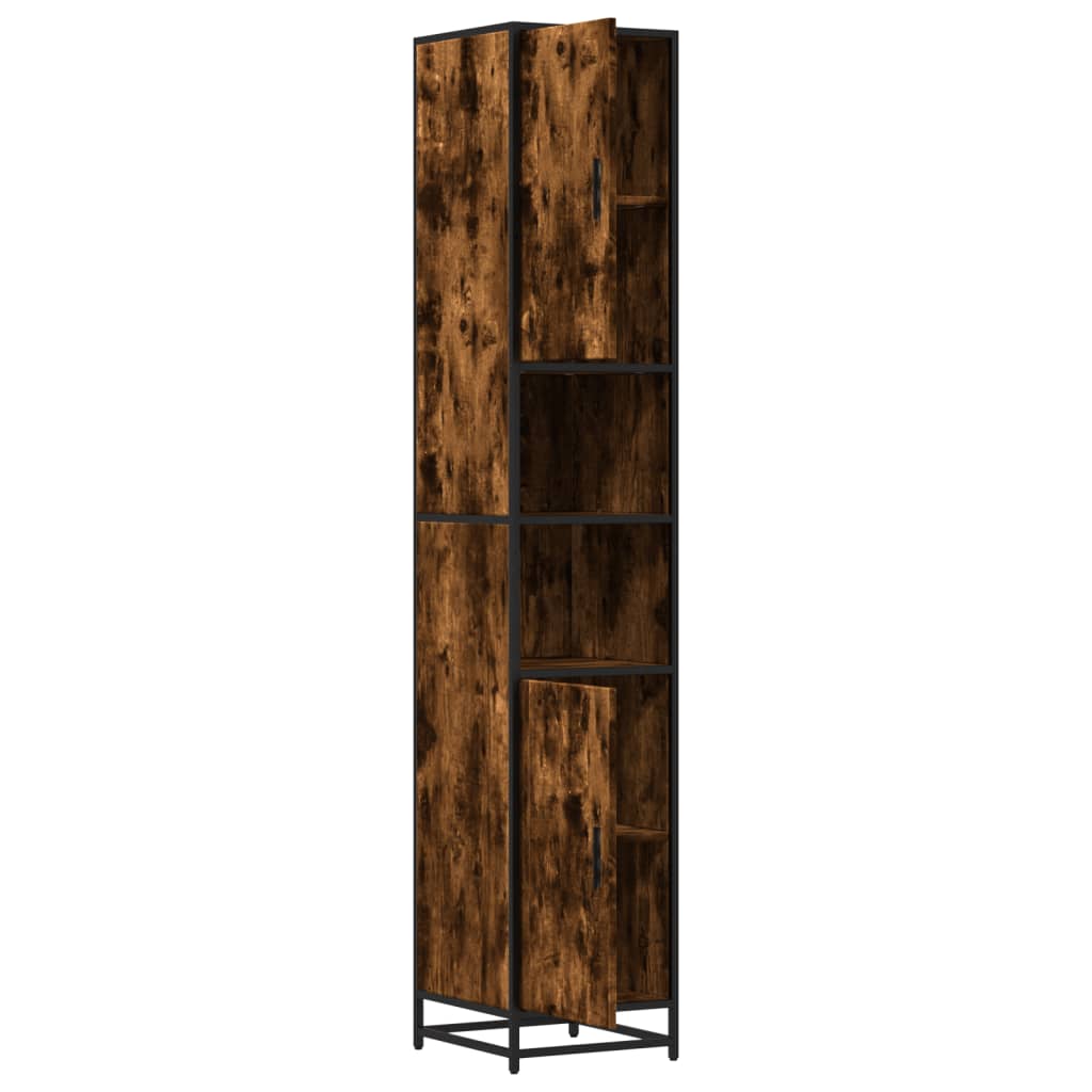 vidaXL Badschrank Räuchereiche 35x37,5x188,5 cm Holzwerkstoff Metall