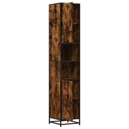 vidaXL Badschrank Räuchereiche 35x37,5x188,5 cm Holzwerkstoff Metall