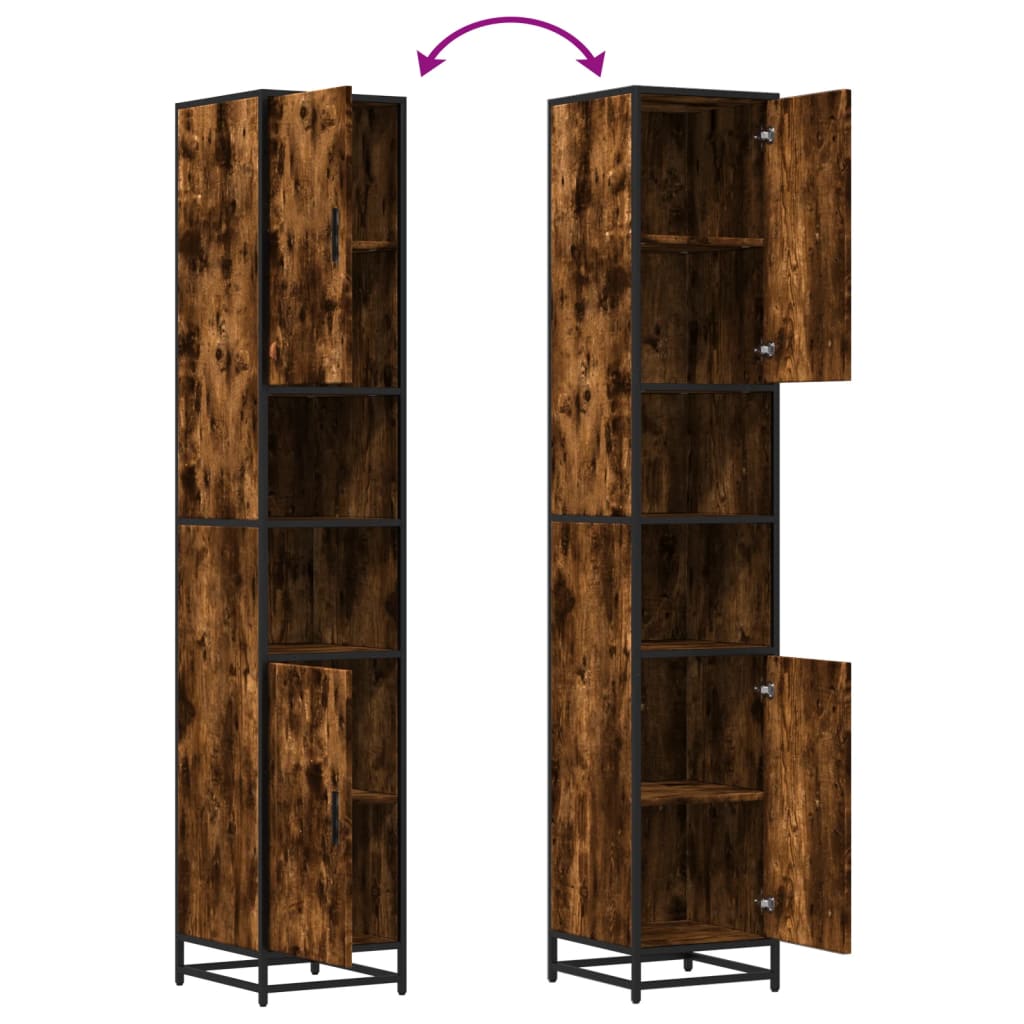 vidaXL Badschrank Räuchereiche 35x37,5x188,5 cm Holzwerkstoff Metall