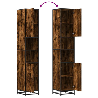 vidaXL Badschrank Räuchereiche 35x37,5x188,5 cm Holzwerkstoff Metall