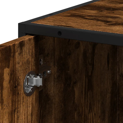 vidaXL Badschrank Räuchereiche 35x37,5x188,5 cm Holzwerkstoff Metall