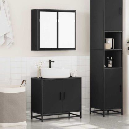 vidaXL Ensemble de meubles de salle de bain 2 pièces Noir Bois d'ingénierie
