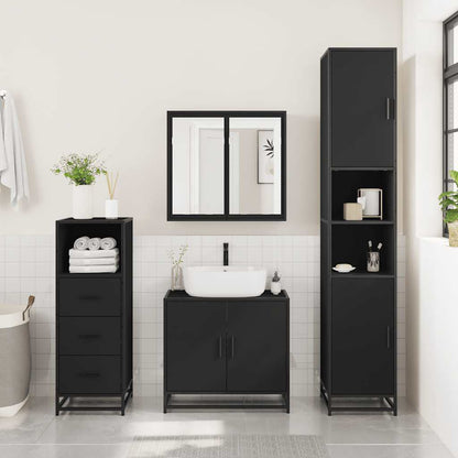 vidaXL Ensemble de meubles de salle de bain 2 pièces Noir Bois d'ingénierie