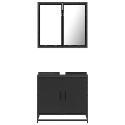 vidaXL Ensemble de meubles de salle de bain 2 pièces Noir Bois d'ingénierie