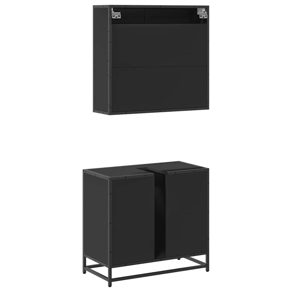 vidaXL Ensemble de meubles de salle de bain 2 pièces Noir Bois d'ingénierie