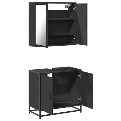 vidaXL Ensemble de meubles de salle de bain 2 pièces Noir Bois d'ingénierie