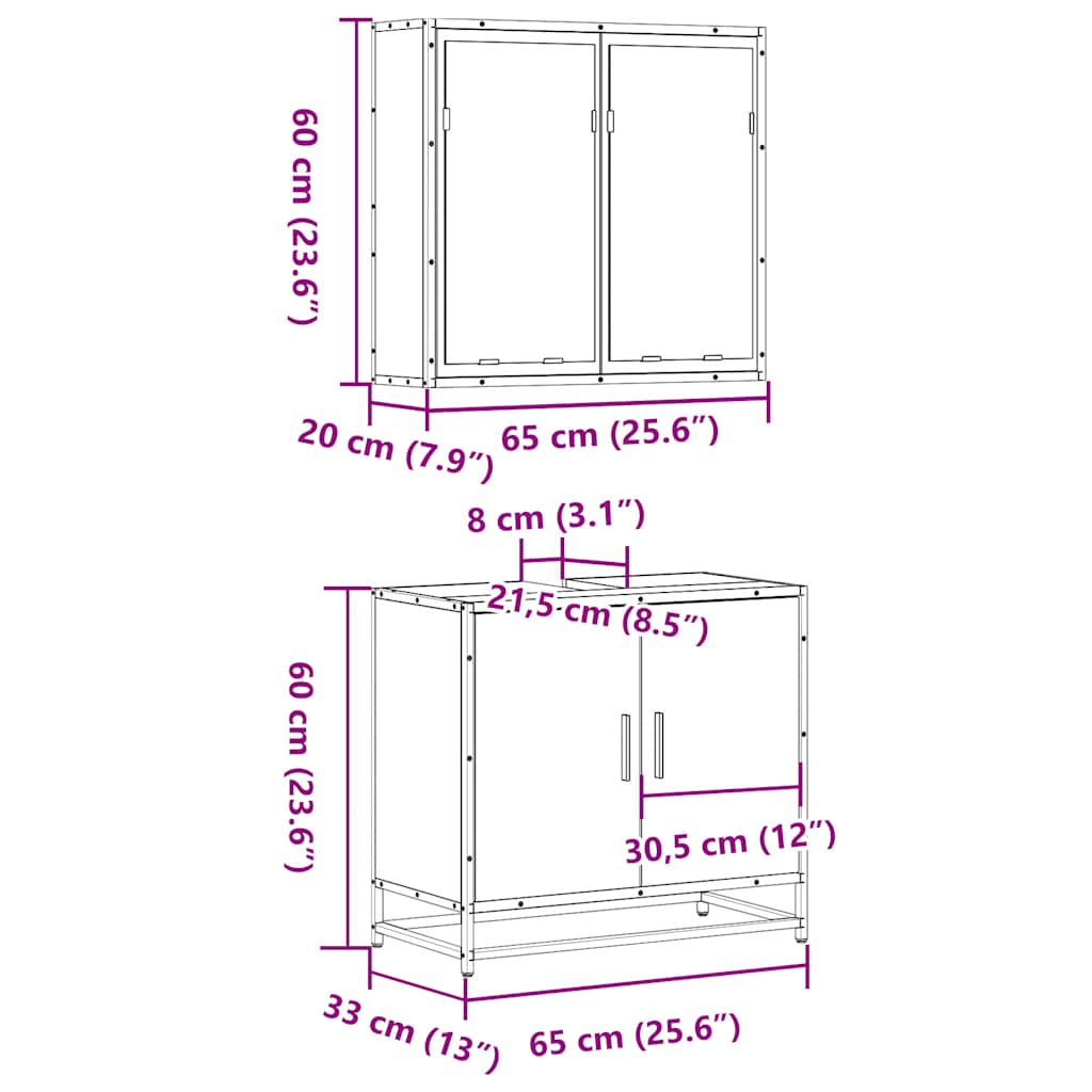 vidaXL Ensemble de meubles de salle de bain 2 pièces Noir Bois d'ingénierie