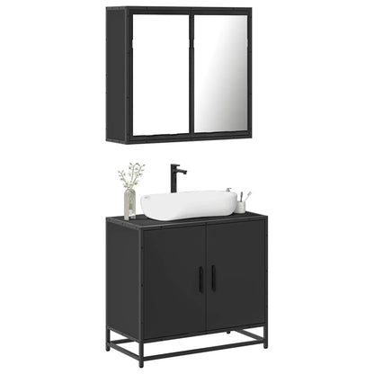 vidaXL Ensemble de meubles de salle de bain 2 pièces Noir Bois d'ingénierie