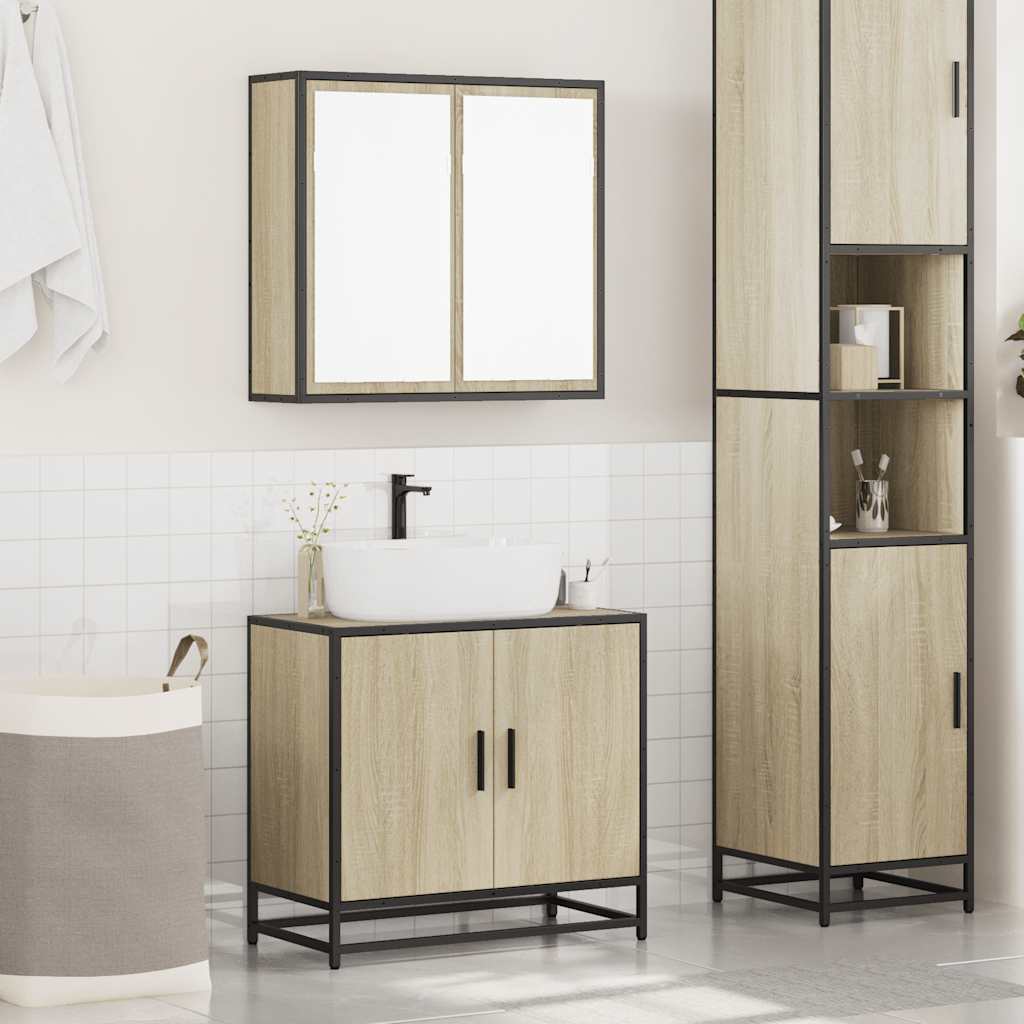vidaXL Ensemble de meubles de salle de bain 2 pièces Aggloméré chêne Sonoma