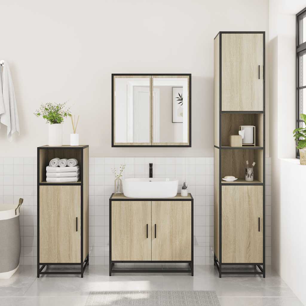 vidaXL Ensemble de meubles de salle de bain 2 pièces Aggloméré chêne Sonoma