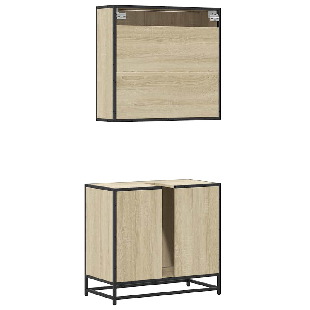 vidaXL Ensemble de meubles de salle de bain 2 pièces Aggloméré chêne Sonoma