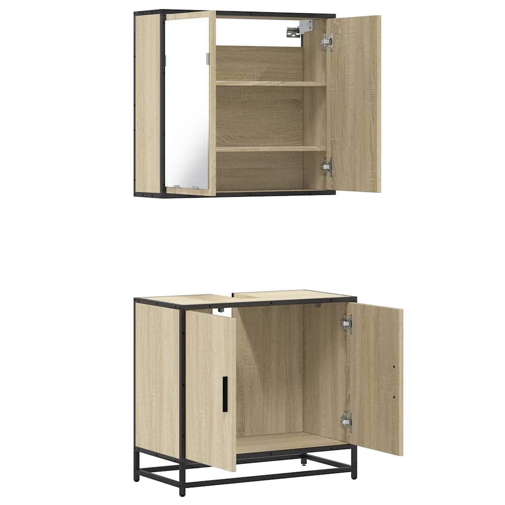 vidaXL Ensemble de meubles de salle de bain 2 pièces Aggloméré chêne Sonoma