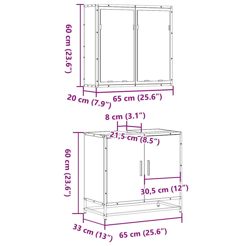 vidaXL Ensemble de meubles de salle de bain 2 pièces Aggloméré chêne Sonoma