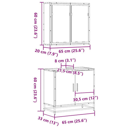 vidaXL 2-tlg. Badmöbel-Set Räuchereiche Holzwerkstoff