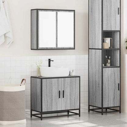vidaXL Ensemble de meubles de salle de bain 2 pcs Gris Chêne Sonoma Aggloméré
