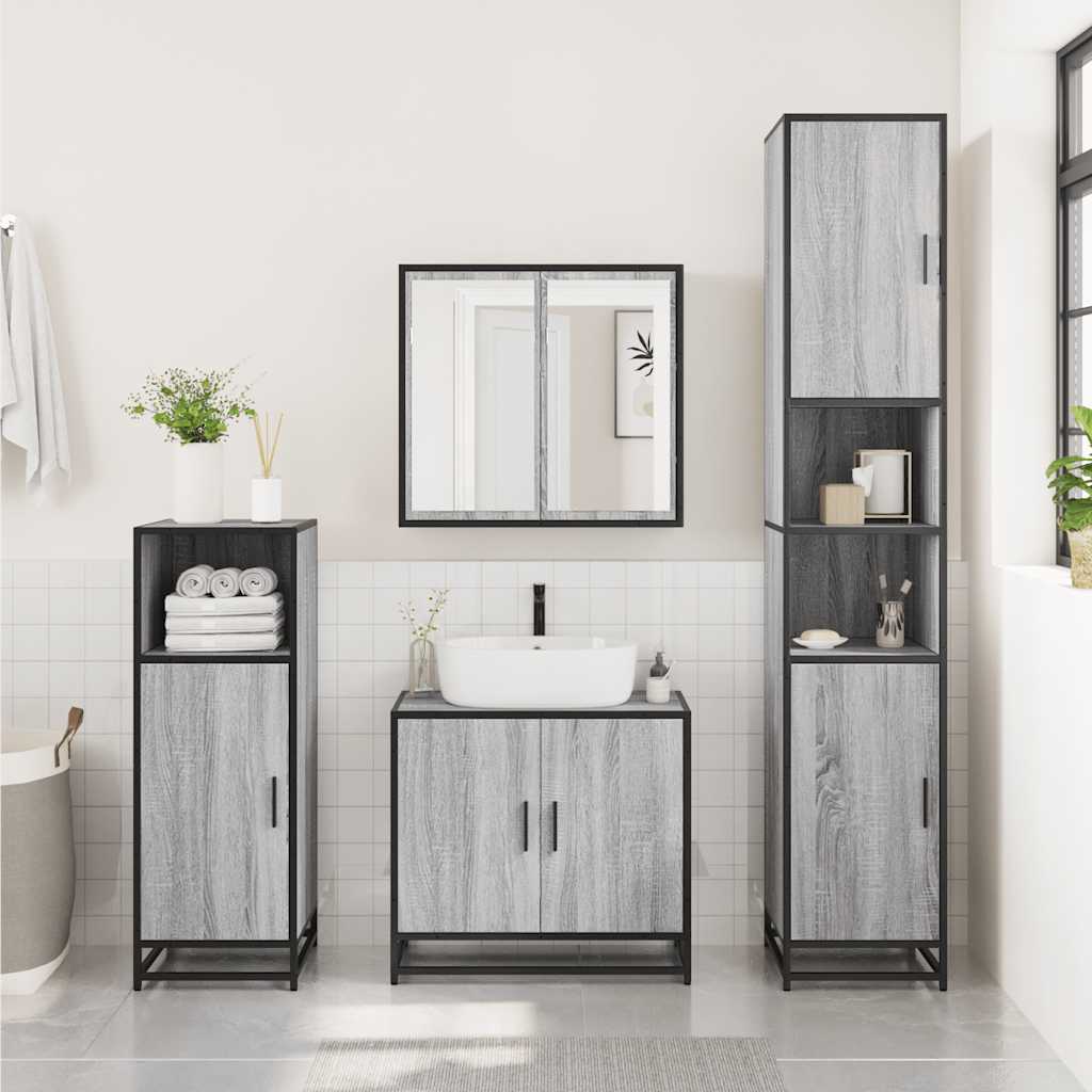 vidaXL Ensemble de meubles de salle de bain 2 pcs Gris Chêne Sonoma Aggloméré