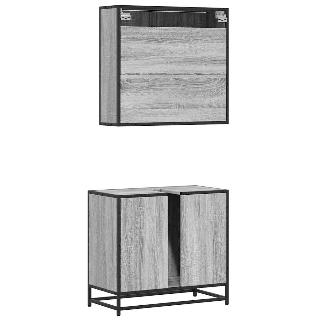 vidaXL Ensemble de meubles de salle de bain 2 pcs Gris Chêne Sonoma Aggloméré